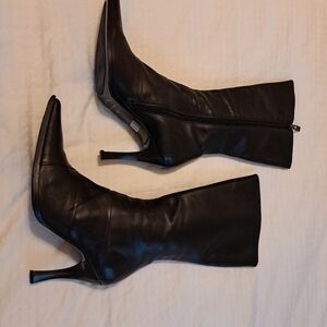 Angela Falconi Leather Black Boots Sz 41 Excellent Quality And Condition